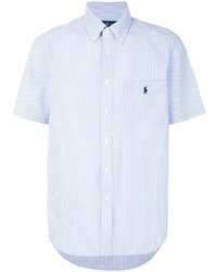 Camicia a maniche corte a righe verticali azzurra di Polo Ralph Lauren