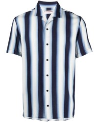Camicia a maniche corte a righe verticali bianca e blu scuro di Orlebar Brown