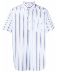 Camicia a maniche corte a righe verticali bianca e blu di Engineered Garments
