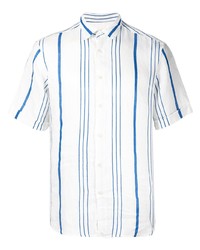 Camicia a maniche corte a righe verticali bianca e blu di PENINSULA SWIMWEA