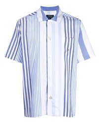 Camicia a maniche corte a righe verticali bianca e blu di Polo Ralph Lauren