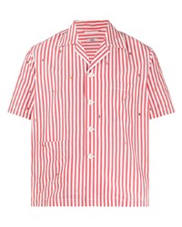 Camicia a maniche corte a righe verticali bianca e rossa di Bode