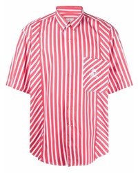 Camicia a maniche corte a righe verticali bianca e rossa di Etro