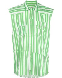Camicia a maniche corte a righe verticali bianca e verde di Phipps