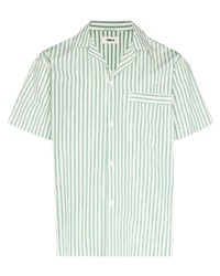 Camicia a maniche corte a righe verticali bianca e verde di Tekla