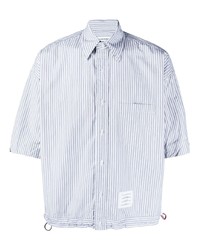 Camicia a maniche corte a righe verticali bianca di Thom Browne