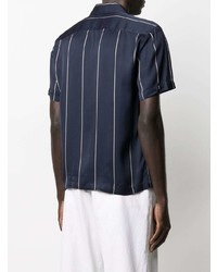Camicia a maniche corte a righe verticali blu scuro e bianca di Sandro Paris