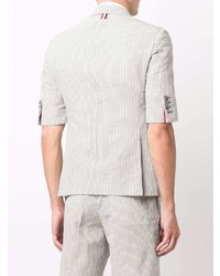 Camicia a maniche corte a righe verticali grigia di Thom Browne