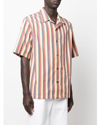 Camicia a maniche corte a righe verticali multicolore di Jil Sander