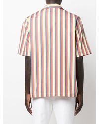 Camicia a maniche corte a righe verticali multicolore di Jil Sander