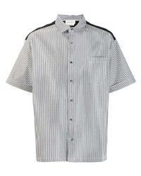 Camicia a maniche corte a righe verticali nera e bianca di Alexander McQueen