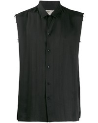 Camicia a maniche corte a righe verticali nera di Saint Laurent