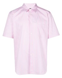 Camicia a maniche corte a righe verticali rosa di Comme des Garcons Homme Deux