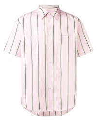 Camicia a maniche corte a righe verticali rosa di MSGM