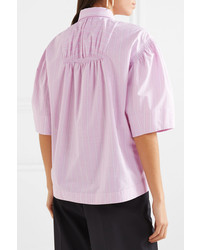 Camicia a maniche corte a righe verticali rosa di Cédric Charlier