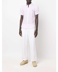 Camicia a maniche corte a righe verticali rosa di Polo Ralph Lauren