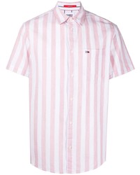 Camicia a maniche corte a righe verticali rosa di Tommy Jeans