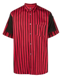 Camicia a maniche corte a righe verticali rossa di Comme Des Garcons SHIRT