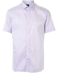 Camicia a maniche corte a righe verticali viola chiaro di Kent & Curwen