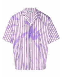 Camicia a maniche corte a righe verticali viola chiaro di MSGM