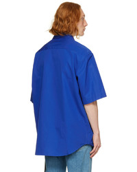 Camicia a maniche corte blu di Versace