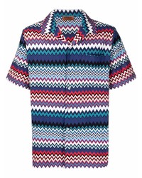 Camicia a maniche corte con motivo a zigzag multicolore di Missoni