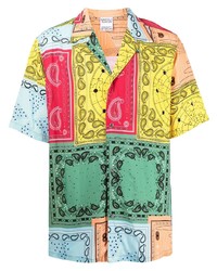Camicia a maniche corte con stampa cachemire multicolore di Marcelo Burlon County of Milan