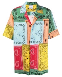 Camicia a maniche corte con stampa cachemire multicolore di Marcelo Burlon County of Milan