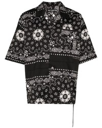 Camicia a maniche corte con stampa cachemire nera e bianca di Mastermind Japan