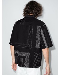 Camicia a maniche corte con stampa cachemire nera e bianca di Givenchy