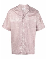 Camicia a maniche corte con stampa cachemire rosa di Woolrich