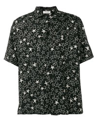 Camicia a maniche corte con stelle nera e bianca di Saint Laurent