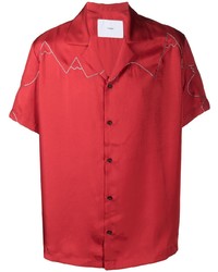 Camicia a maniche corte decorata rossa