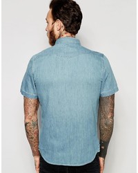 Camicia a maniche corte di jeans azzurra di Lee