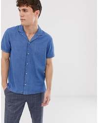 Camicia a maniche corte di jeans blu di Burton Menswear