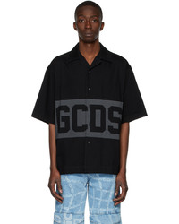 Camicia a maniche corte di jeans stampata nera di Gcds