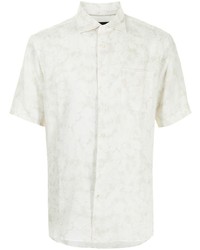 Camicia a maniche corte di lino a fiori bianca di D'urban