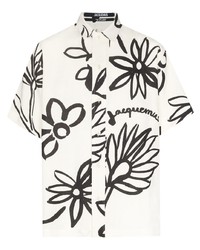 Camicia a maniche corte di lino a fiori bianca di Jacquemus