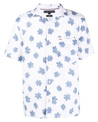 Camicia a maniche corte di lino a fiori bianca di Tommy Hilfiger