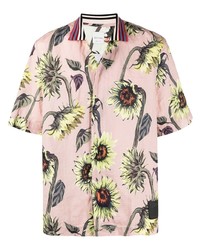 Camicia a maniche corte di lino a fiori rosa di Paul Smith