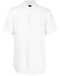 Camicia a maniche corte di lino a righe verticali bianca di Armani Exchange