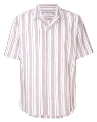 Camicia a maniche corte di lino a righe verticali rosa di Cerruti 1881