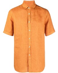Camicia a maniche corte di lino arancione di Canali