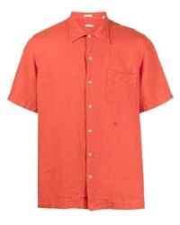 Camicia a maniche corte di lino arancione di Massimo Alba