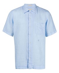 Camicia a maniche corte di lino azzurra di Massimo Alba