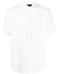 Camicia a maniche corte di lino bianca di Emporio Armani
