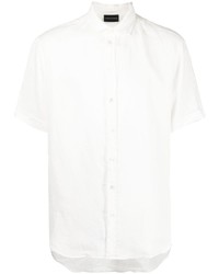 Camicia a maniche corte di lino bianca di Emporio Armani