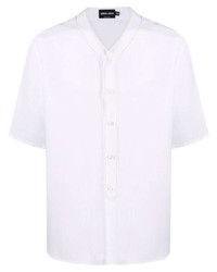Camicia a maniche corte di lino bianca di Giorgio Armani