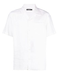 Camicia a maniche corte di lino bianca di J. Lindeberg