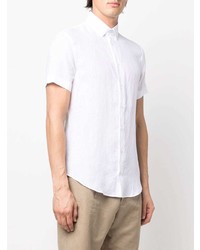 Camicia a maniche corte di lino bianca di Giorgio Armani